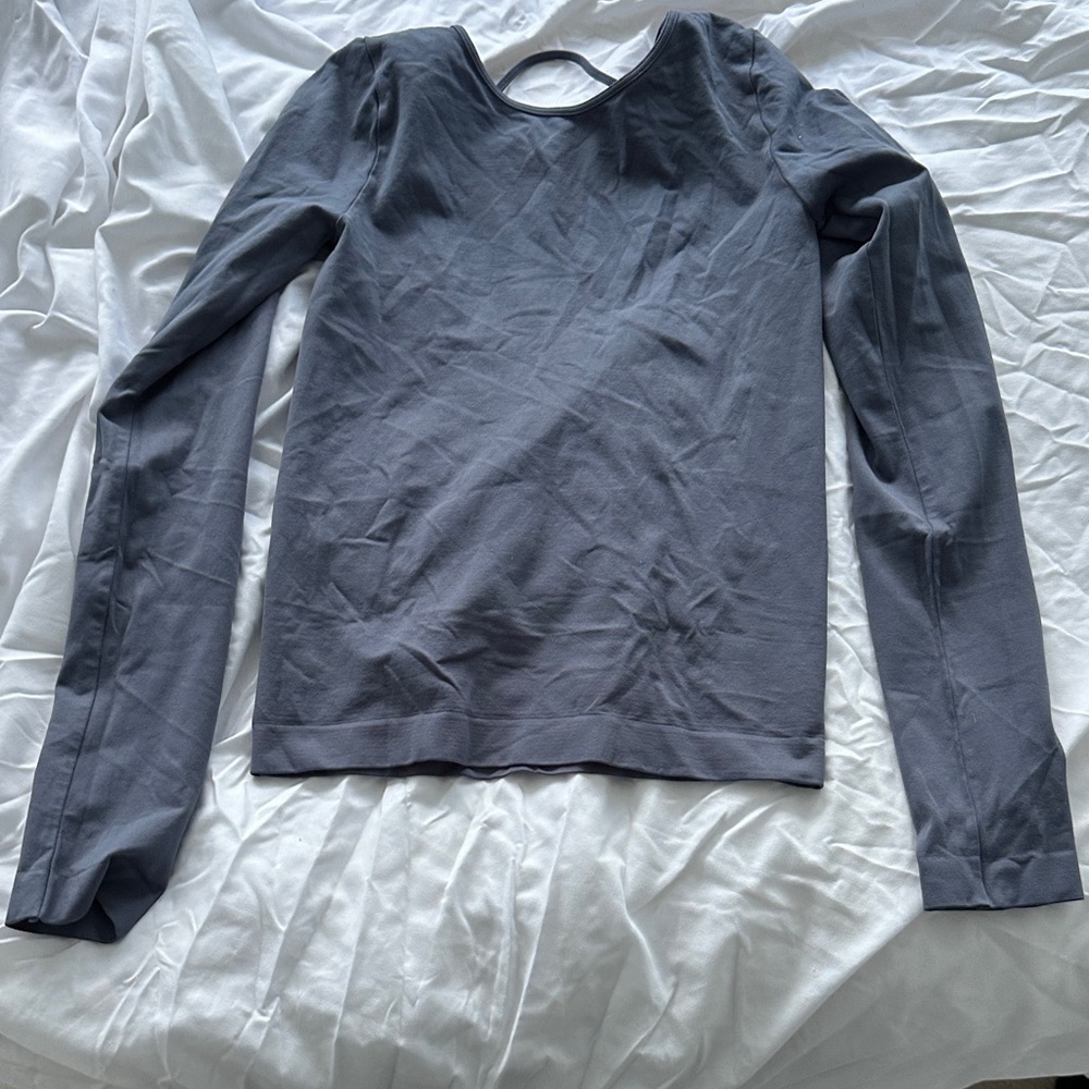 Long Sleeve Crewneck Top - Charcoal Gray